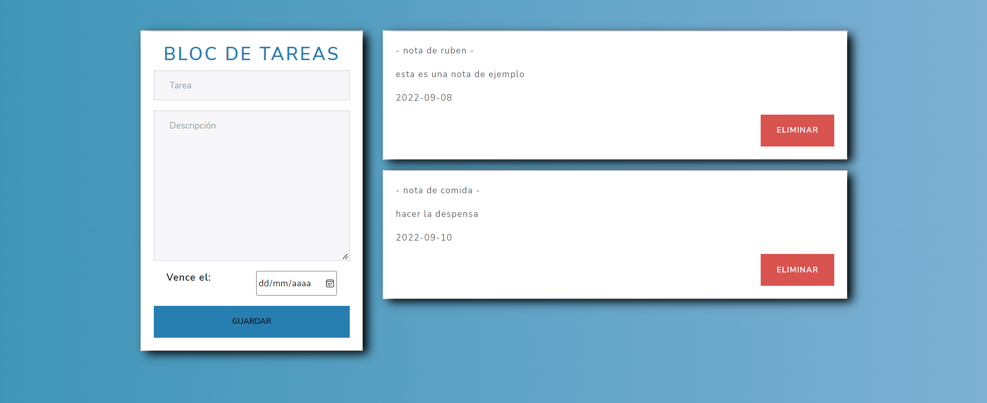 Bloc De Tareas